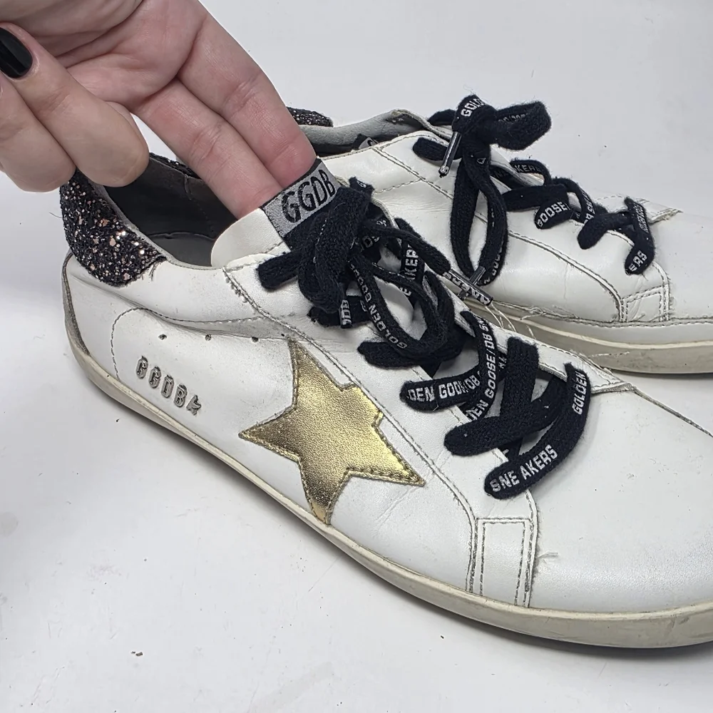 Golden Goose Superstar Low Top Classic White Leather Sparkle Gold Star 41-42